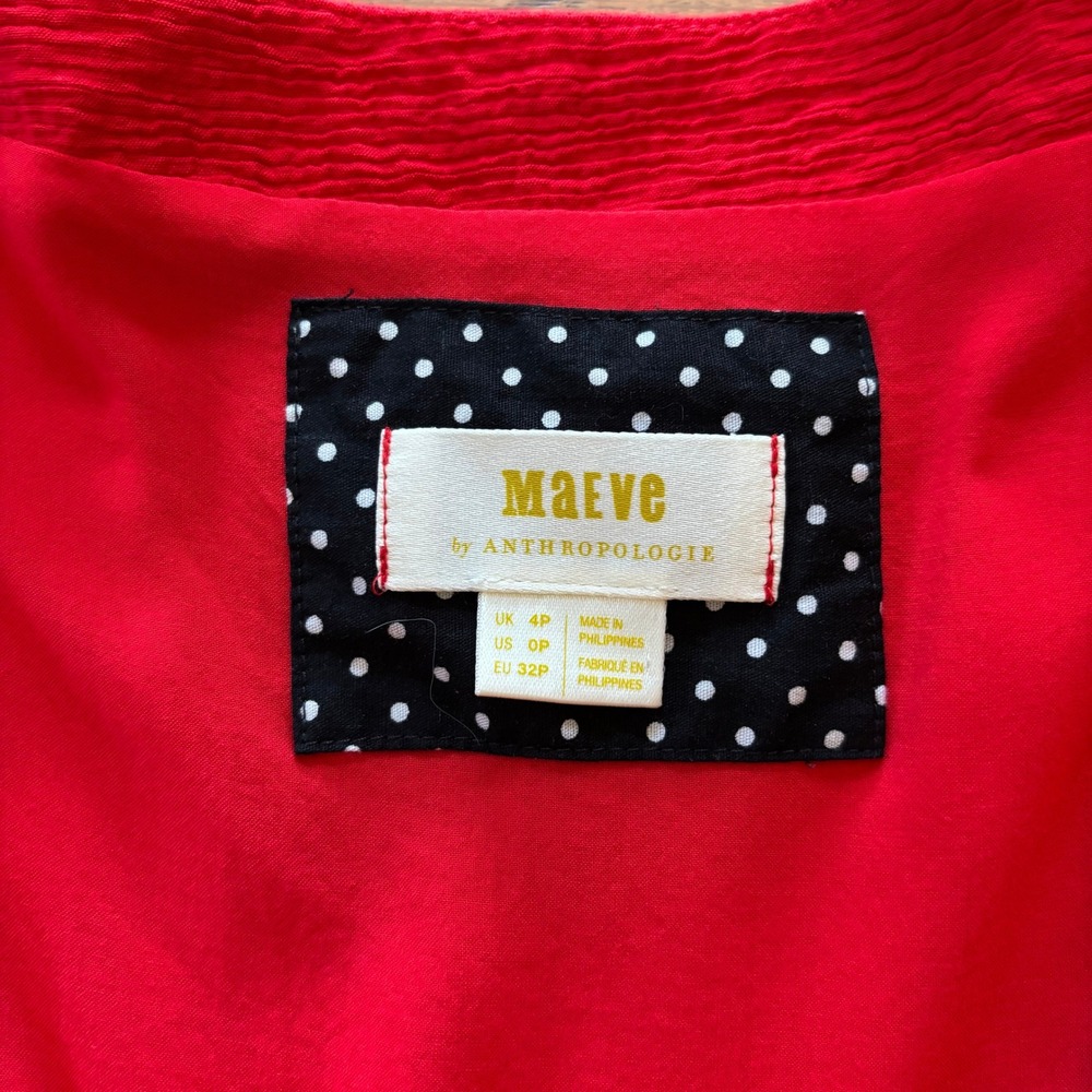 Maeve by Anthropologie Red Lace Up Corset Fit & Flare Dress Womens 0P Petite - Picture 6 of 9
